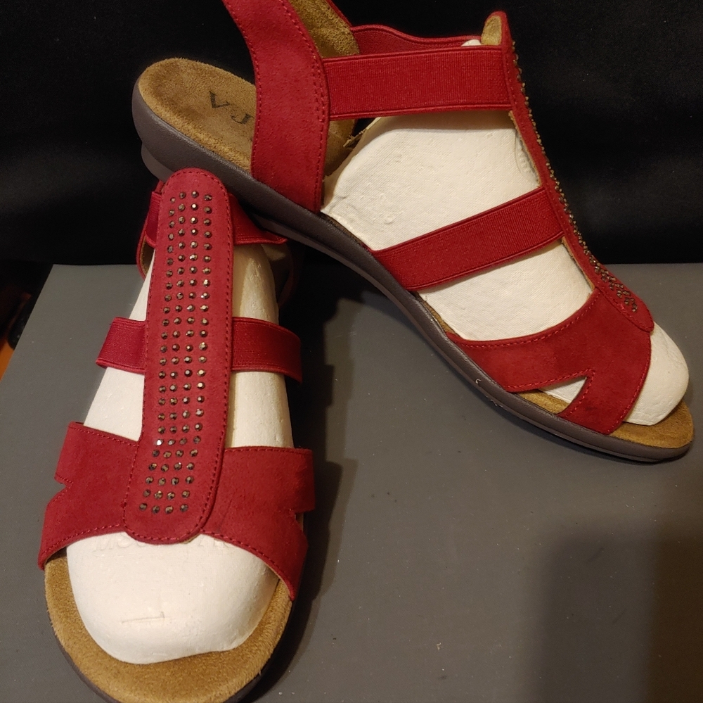 VJH Comfort 9.5 Flat Sandals Open Toe Slip On Elastic
